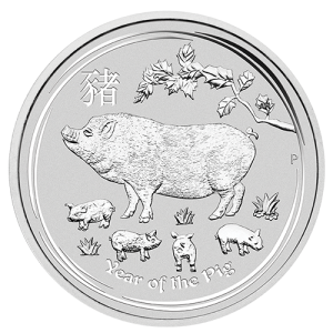 5 oz Silbermünze Schwein 2019, Lunar Serie II